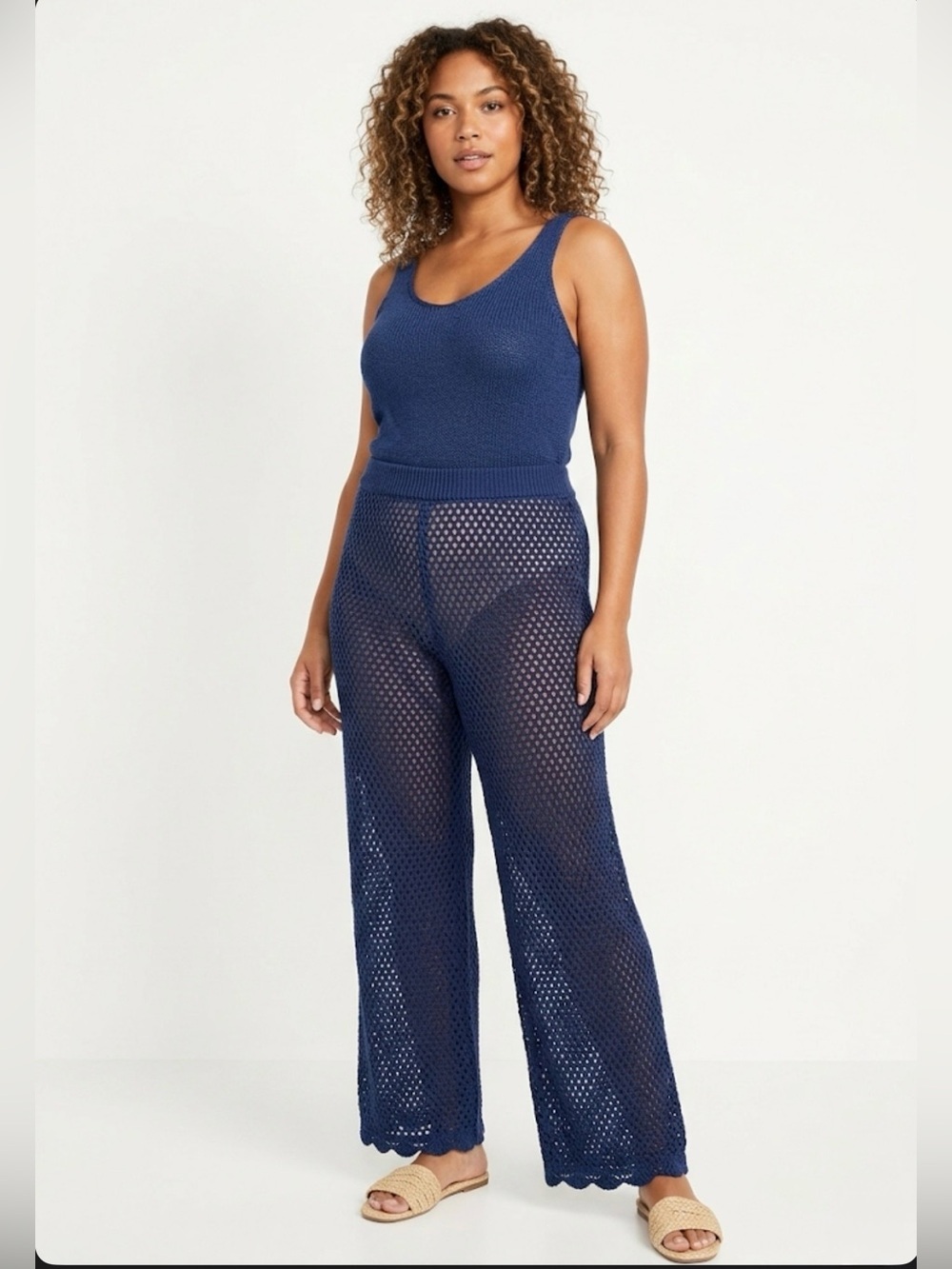 Women's Crochet Cover Up Pants - Shade & Shore™ Navy Blue Size X-Large